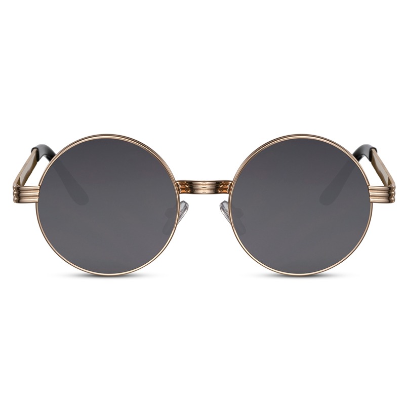 🍃Sustainable round sunglasses - Montreuil | Gold frame & black lenses