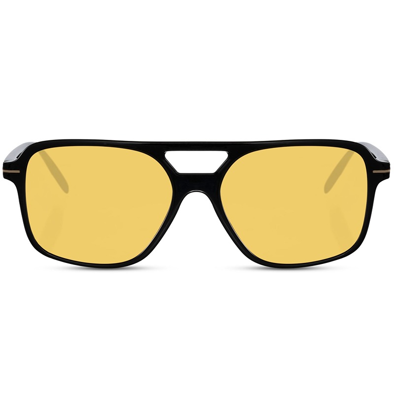 🍃Sustainable millionaire sunglasses - Créteil | Black frame & yellow lenses