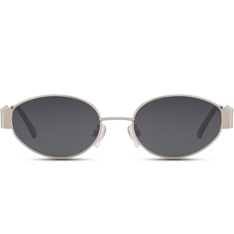 🍃Sustainable oval sunglasses - Calais | Silver frame & black lenses