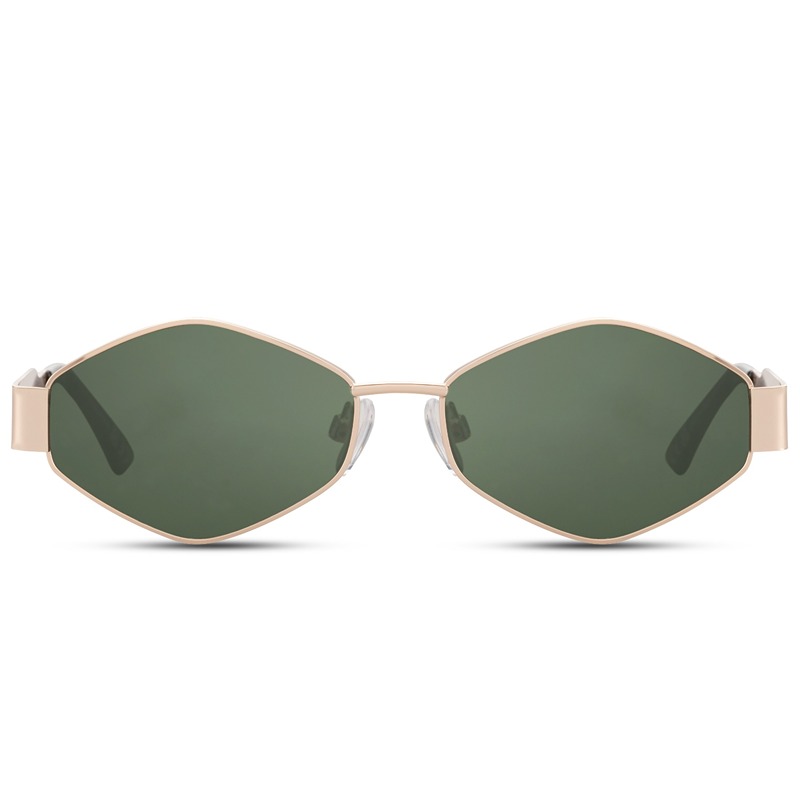 🍃Sustainable hexagon sunglasses - Mérignac | Gold frame & green lenses