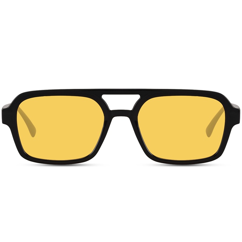 🍃Sustainable millionaire sunglasses - Quimper | Black frame & yellow lenses
