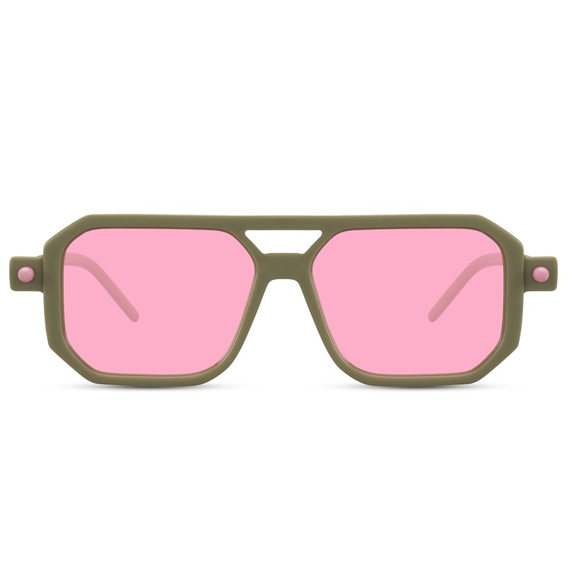 🍃Sustainable millionaire sunglasses - Pessac | Olive frame & pink lenses