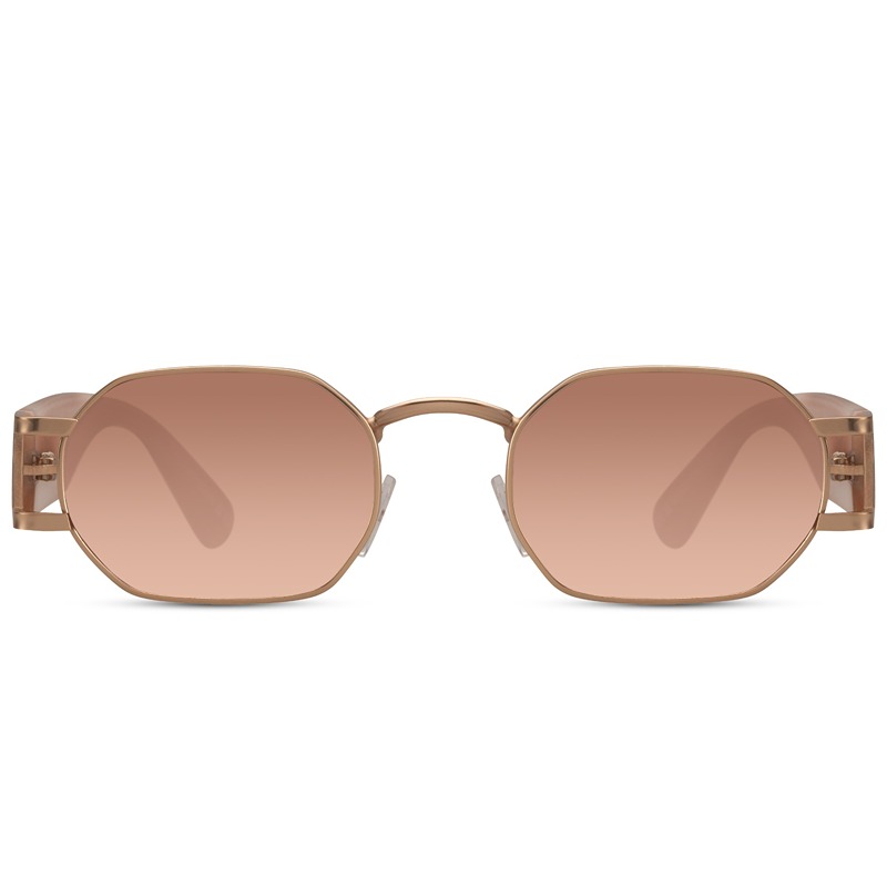 🍃Sustainable hexagon sunglasses - Sarcelles | Gold frame & brown lenses