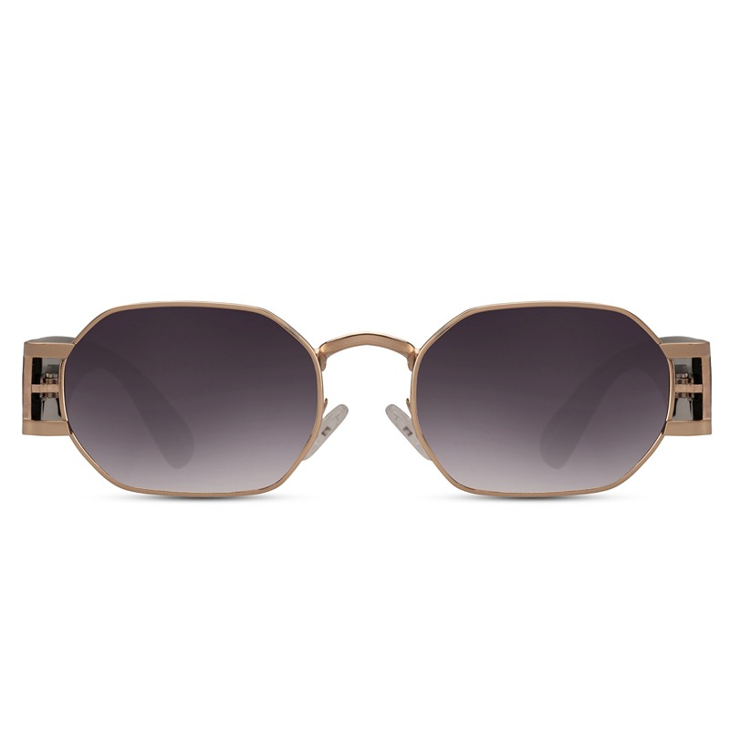 🍃Sustainable hexagon sunglasses - Sarcelles | Gold frame & black lenses